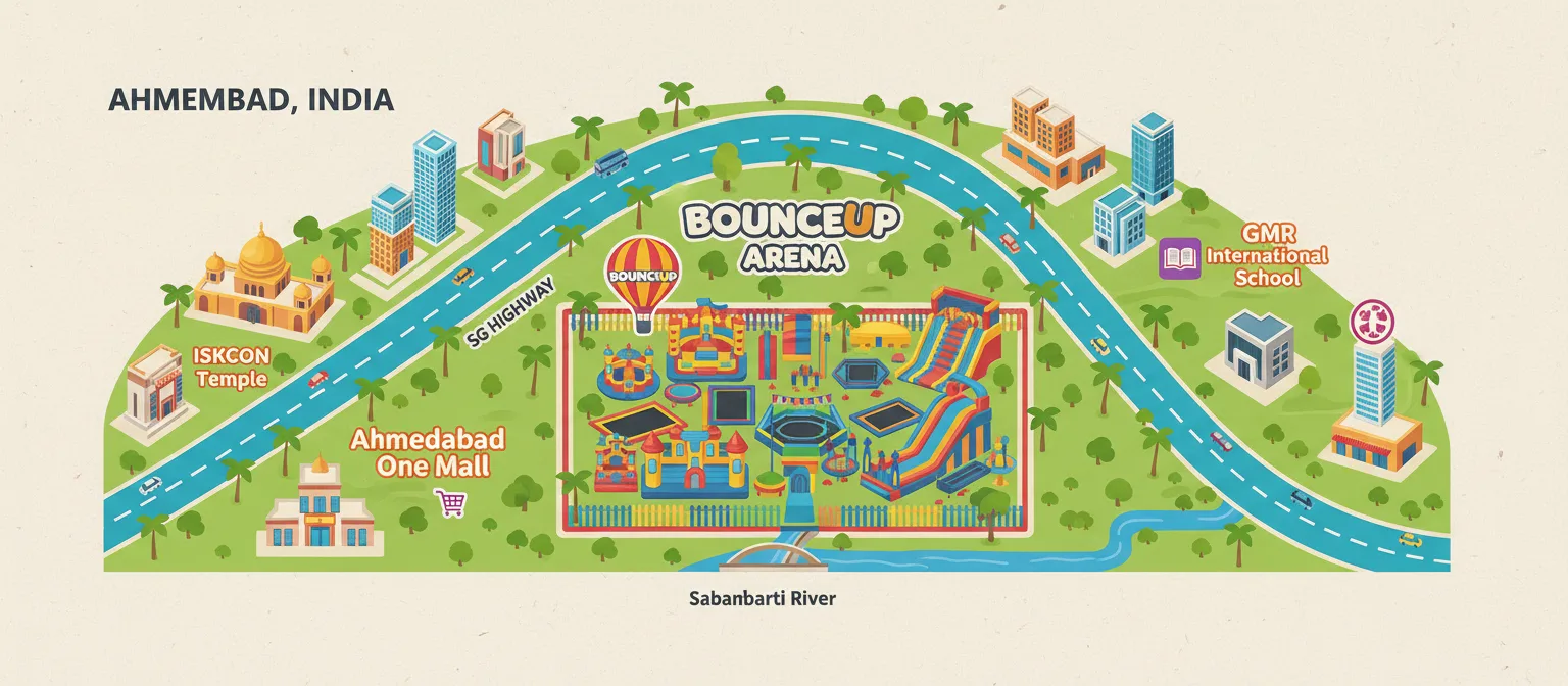 Illustrated map of the BounceUP Arena area